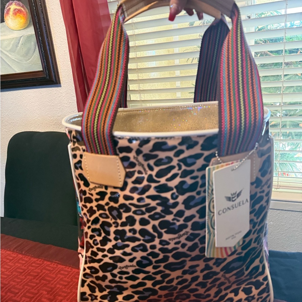 Consuela Leopard Print Tote with Multicolor Straps *Brand New* 14” and 14 1/2W - Picture 4 of 16